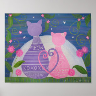 Söt November - 8x10 Kitty Katter i kärlek Barn Kon Poster