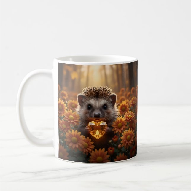 Söt novemberiggelkott med topas-hjärta kaffemugg (Vänster)