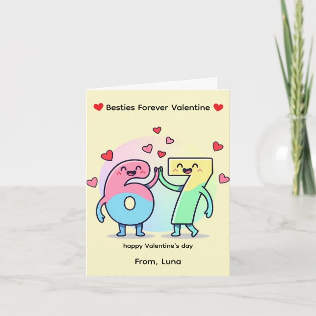 Söt Nummer 67 Tecken - Vän Valentine's Day Kort (Framsida)
