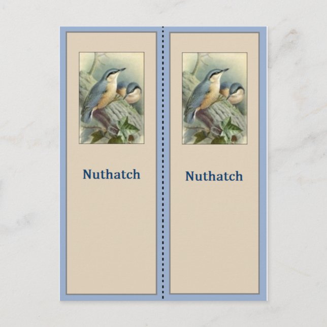 Söt Nuthatch Bird Bookmark Vykort (Framsida)