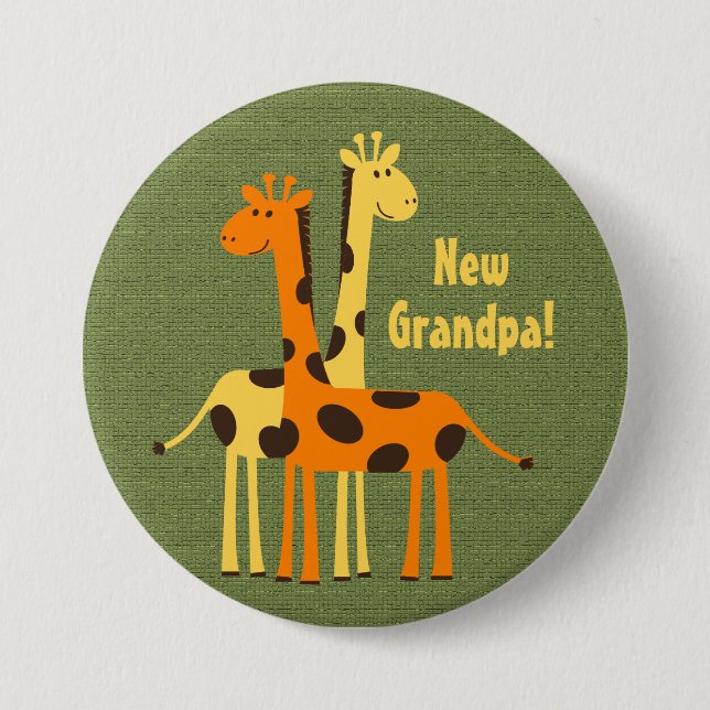 Söt ny bebis farfar giraff knapp (Framsida)