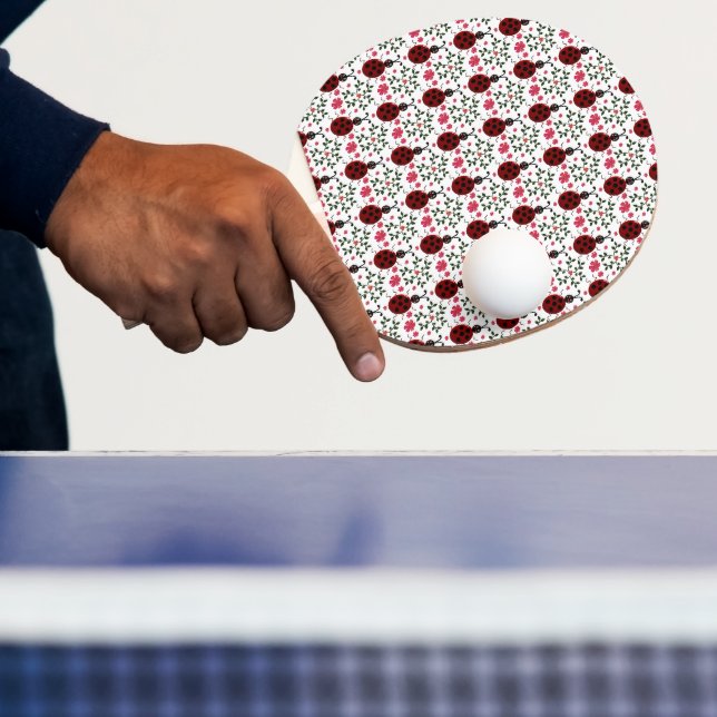 Söt Nyckelpiga Blommig Sömlös Mönster   Pingisracket (Insitu)