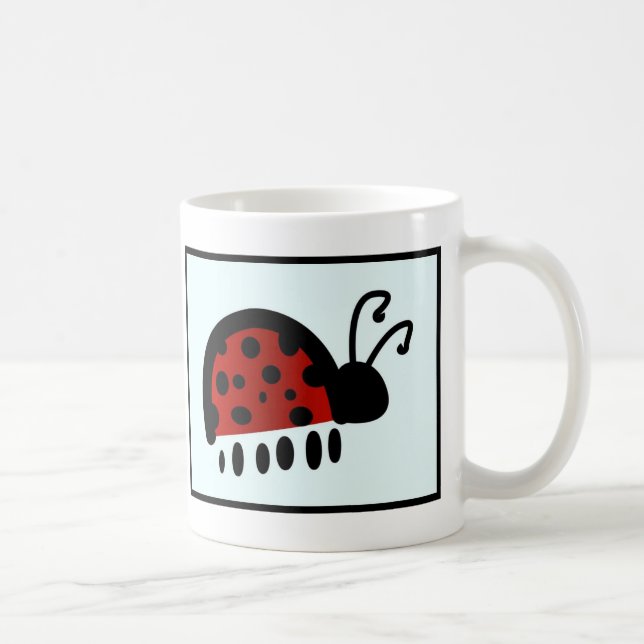 Söt Nyckelpiga Illustration Kaffemugg (Höger)