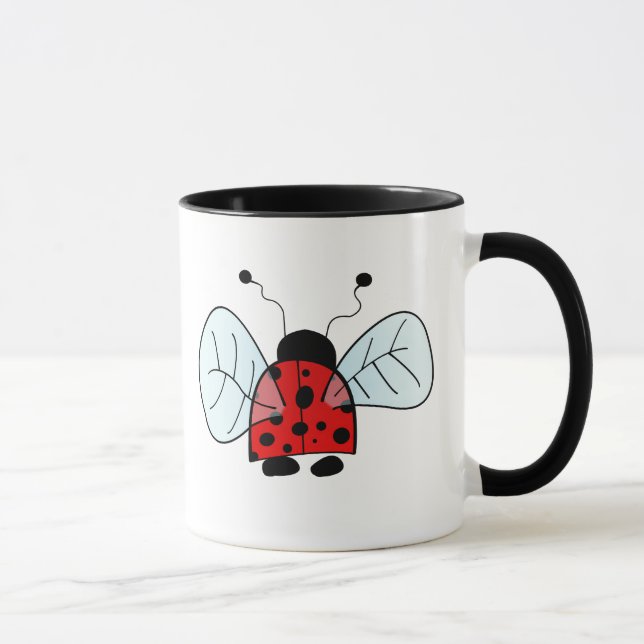 Söt Nyckelpiga Illustration Mugg (Höger)