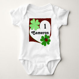 Söt nyckelpiga & klöverblad 1-års födelsedagsbabyk t shirt