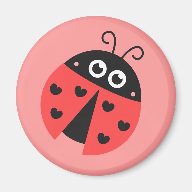 Söt nyckelpiga med hjärtan som prickar magnet (Framsidan)