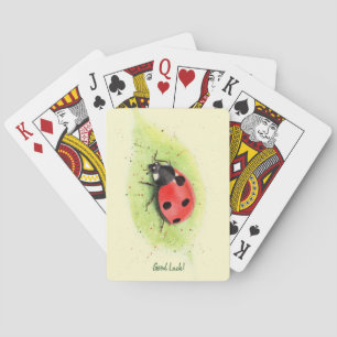 Söt nyckelpiga på ett blad Foto Block Casinokort