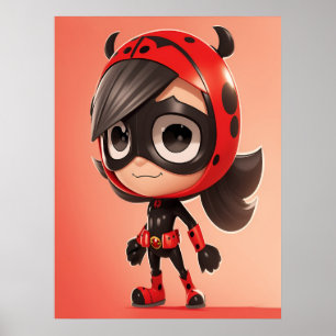 Söt Nyckelpiga Superhjälte Flicka Barnrum Poster