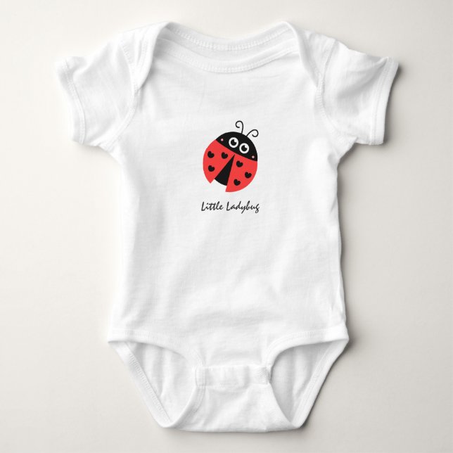 Söt Nyckelpiga Svarta Hjärtan Personlig T-shirt (Framsida)