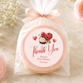 Söt Nyckelpiga Tack Baby Shower Runt Klistermärke