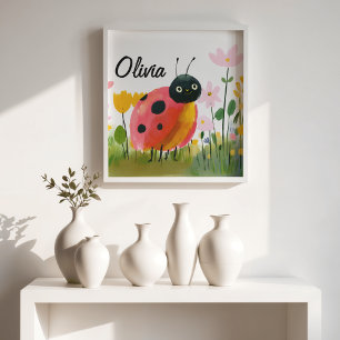 Söt Nyckelpiga Vildblommor Flicknamn Poster