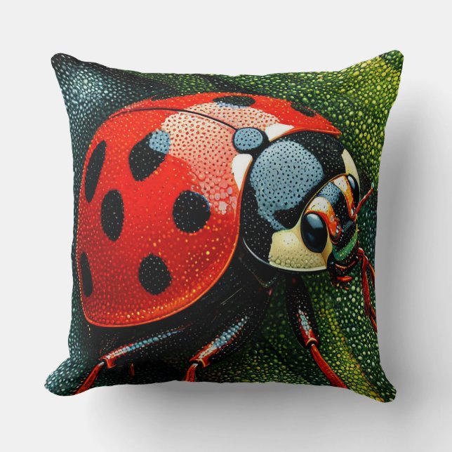 Söt nyckelpiga Whimsical Naturlig Hemdekor 🐞✨ Kudde (Framsida)