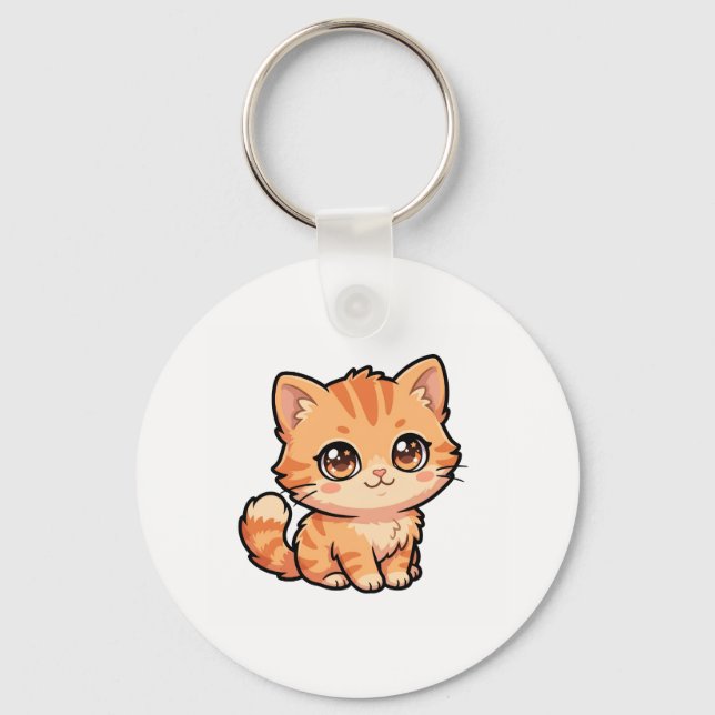 Söt nyckelring med orange tabby- kattunge (Framsida)
