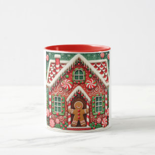 Söt, nyckfull pepparkaksgubbe & hus mugg