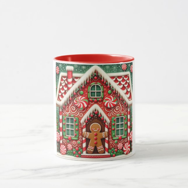 Söt, nyckfull pepparkaksgubbe & hus mugg (Center)