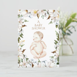 Söt nyfödd Baby Blommigt Babykläder Inbjudningar