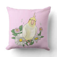 Söt Nymfparakit Blommig Illustration