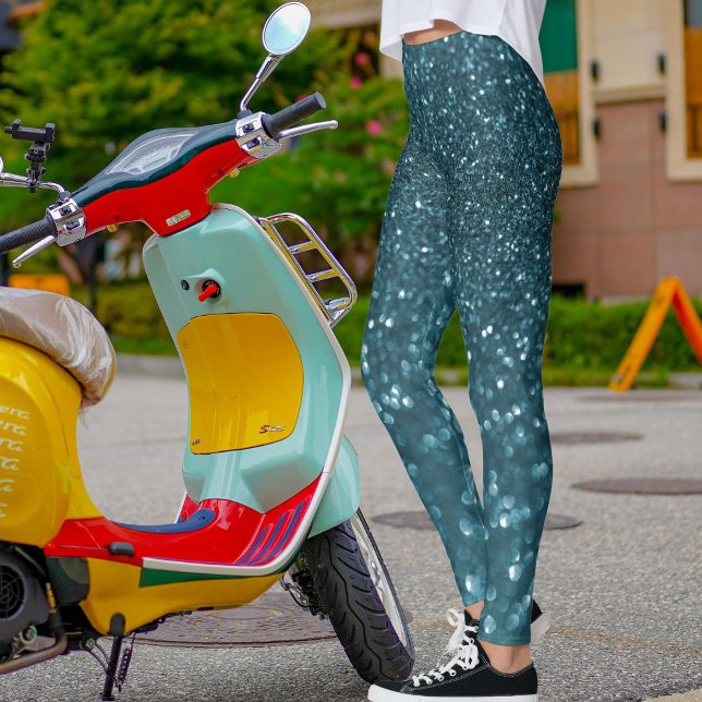 Söt Ocean Blå Glitter Textur Jul Gym Present Leggings (Skapare uppladdad)
