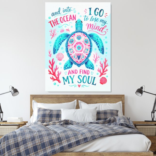 Söt Ocean Puns Lindad Canvas Väggkonst (Insitu (sovrum))