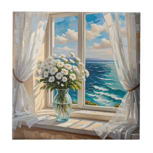 Söt Ocean Scene Coastal Art Kakelplatta