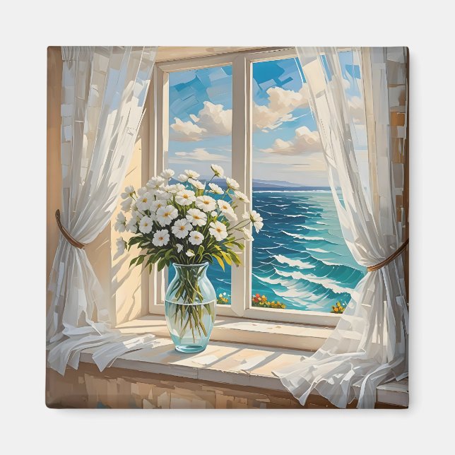 Söt Ocean Scene Coastal Art Magnet (Framsidan)