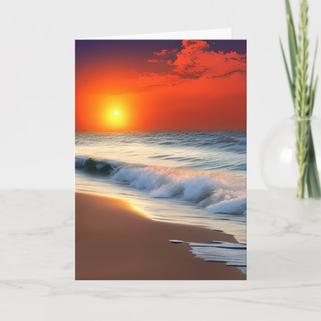Söt Ocean Vinkarare och Sunset Birthday Kort (Framsida)