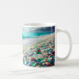 Söt Oceanen Beach med havsglas Kaffemugg