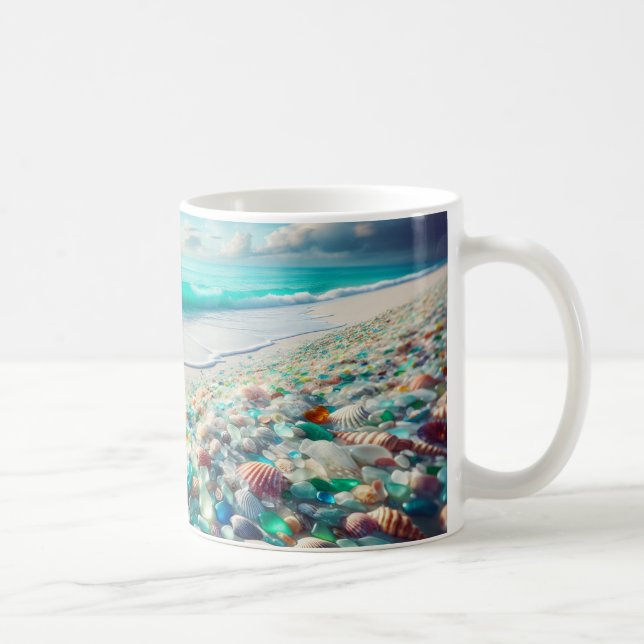 Söt Oceanen Beach med havsglas Kaffemugg (Höger)