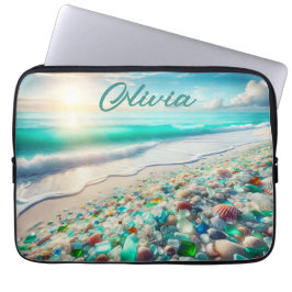 Söt Oceanen Beach med Personlig av glas till havs Laptop Fodral