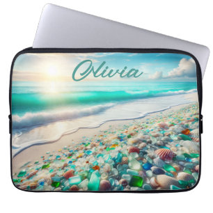 Söt Oceanen Beach med Personlig av glas till havs Laptop Fodral