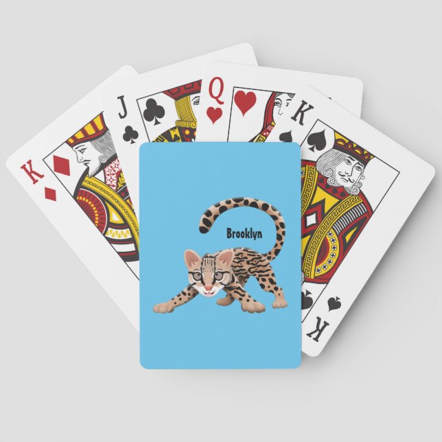 Söt ocelot serieillustration  casinokort (Baksidan)