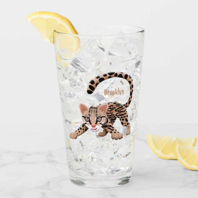 Söt ocelot serieteckning glaskopp (Framsida Ice)