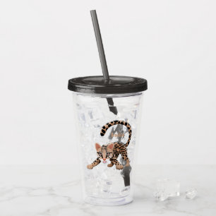 Söt ocelot tecknad illustration take away mugg