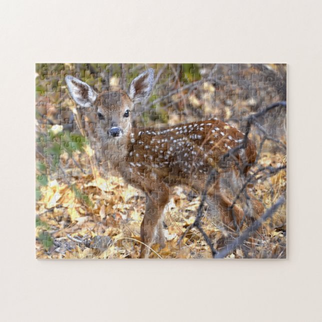 Söt och Adsible Baby Hjort / Fawn Photo Puzzle Pussel (Horisontell)