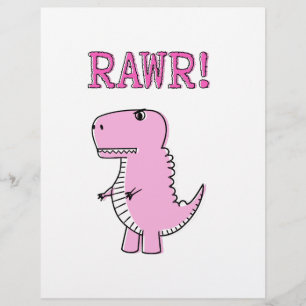 Söt och arg rosa tecknad T-Rex dinosaurie