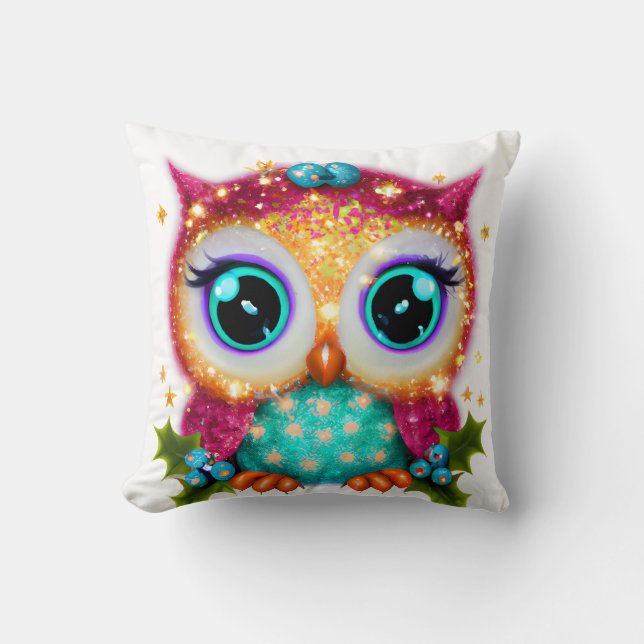 Söt och bedårande Kawaii Baby-Uggla   Kudde (Framsida)