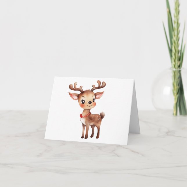 Söt och bedårande kvinnlig julren BLANK  Helgkort (Framsida)