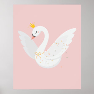 Söt och elegant flygande svan poster