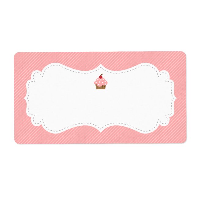 Söt och elegant rosa cupcake-etikett fraktsedel (Framsidan)