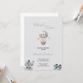 Söt och enkel inbjudan till babydusch för grått-po