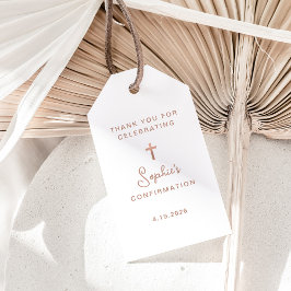 Söt och Enkel | Roséguld Kors Konfirmation Presentetikett