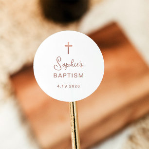 Söt och enkelt Baptism ro Guld Kor Runt Klistermärke