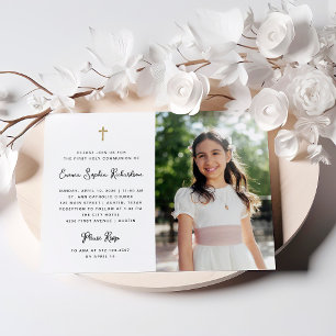 Söt och enkelt Foto First Heliga Communion Inbjudningar