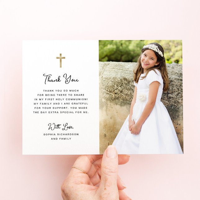 Söt och enkelt | Foto First Heliga Communion Tack Kort (Skapare uppladdad)