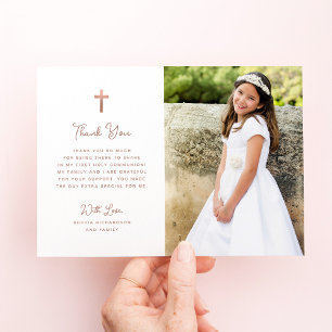 Söt och enkelt Foto First Heliga Communion Tack Kort