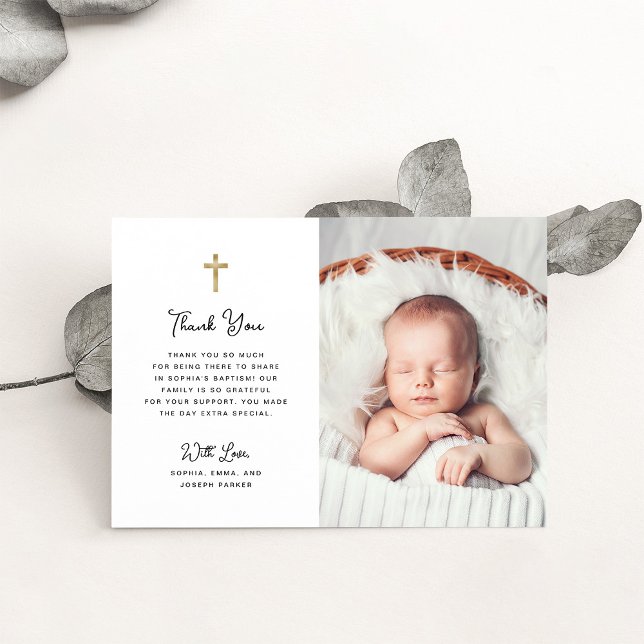 Söt och enkelt | Fotobaptism Tack Kort (Skapare uppladdad)