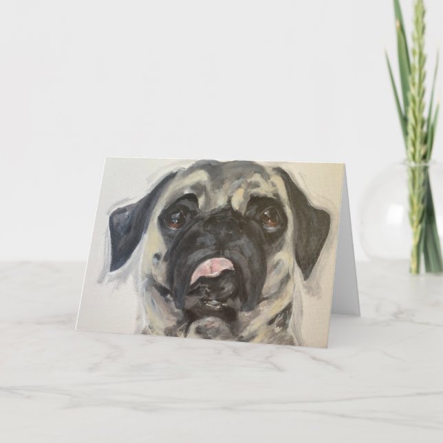 Söt och fånig pug kort (Framsida)