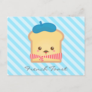 Söt och fantasifull fransk toast, mat doodle vykort