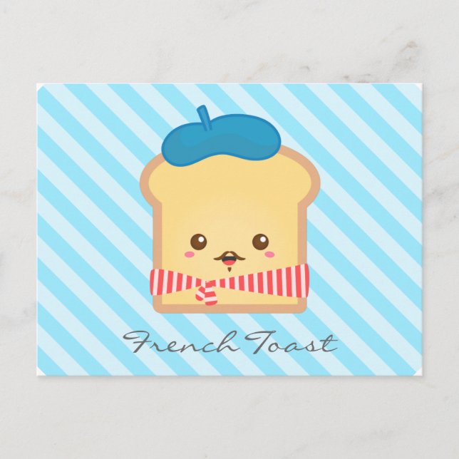 Söt och fantasifull fransk toast, mat doodle vykort (Framsida)