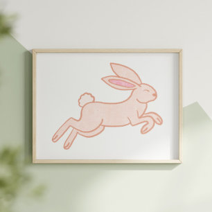 Söt och fantasifull handritad kanin för barnkammar poster